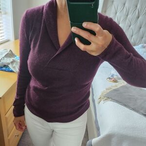 Burgundy Cashmere Long Sleeve Blouse